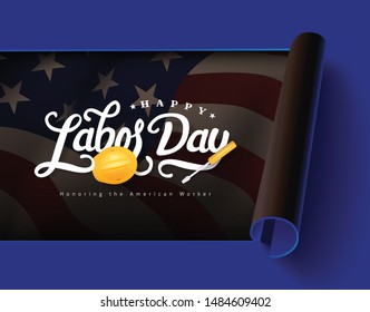 Happy labor day hand lettering  background banner template.Vector illustration .