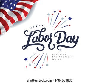 Happy labor day hand lettering  background banner template.Vector illustration .