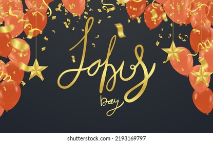 Happy labor day hand lettering background banner template decor with balloons flag of america .Vector illustration