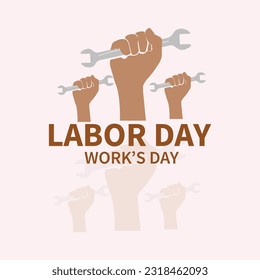 Happy Labor Day, hand-lettered poster with a vector silhouette of Labor Day