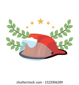 happy labor day - helmet of firefighter emblem vector illustration