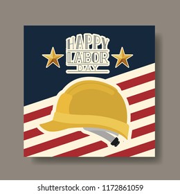 happy labor day with helmet and usa flag