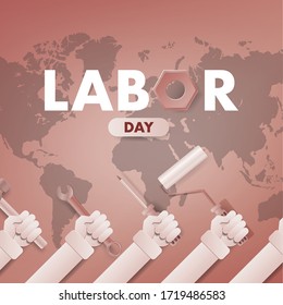 Happy Labor Day illustation Background. May first International Workers Day. International Workers Day with creative Vector illustration on white background