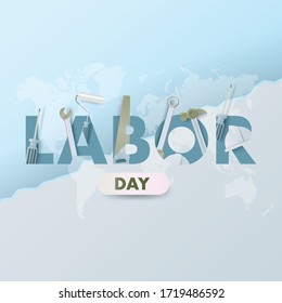 Feliz Día del Trabajo en segundo plano. Primer Día Internacional del Trabajo de mayo. Día Internacional del Trabajo con ilustración creativa Vector sobre fondo blanco