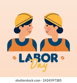 Happy Labor Day Illustration Background. International Labour Day Background. Worker Character Flat Design Illustration