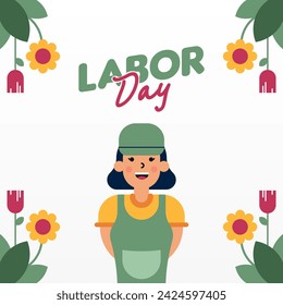 Happy Labor Day Illustration Background. International Labour Day Background. Worker Character Flat Design Illustration