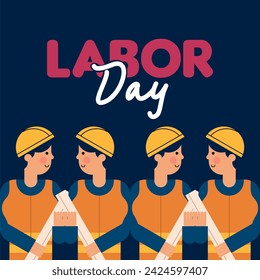 Happy Labor Day Illustration Background. International Labour Day Background. Worker Character Flat Design Illustration