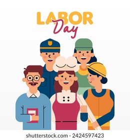 Happy Labor Day Illustration Background. International Labour Day Background. Worker Character Flat Design Illustration