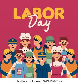 Happy Labor Day Illustration Background. International Labour Day Background. Worker Character Flat Design Illustration