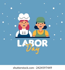 Happy Labor Day Illustration Background. International Labour Day Background. Worker Character Flat Design Illustration
