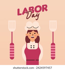 Happy Labor Day Illustration Background. International Labour Day Background. Worker Character Flat Design Illustration