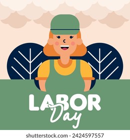 Happy Labor Day Illustration Background. International Labour Day Background. Worker Character Flat Design Illustration