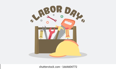 Happy labor day illustration web banner template vector