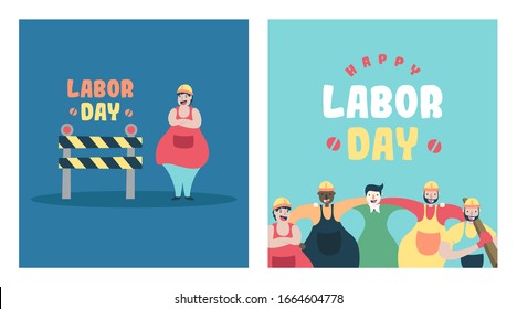 Happy labor day illustration web banner template vector