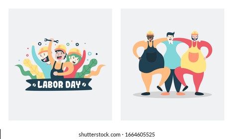 Happy labor day illustration web banner template vector