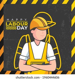 Happy Labor Day Labor Day International Worker's Day Democracy Culture With Safety Yellow Helmet With Green Board Background.