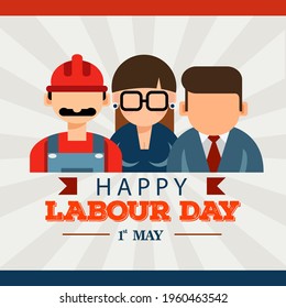 Happy Labor Day, International Workers Day typography Vector Template Design Illustration, vector illustration of workers. for poster design, banner for International Labor Day on May 1st