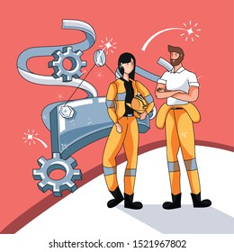 happy labor day label workers construction and decoration vector illustration design