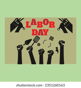 Happy Labor Day lettering blue card. Vector
