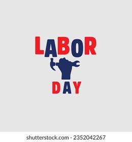 Happy Labor Day lettering blue card. Vector