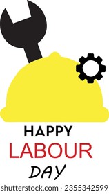 Happy Labor Day lettering blue card. Vector