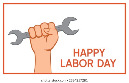 Happy Labor Day. Labor Day logo concept with wrench. Vector illustration