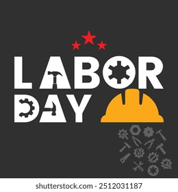 Happy Labor Day Logo concept with red stars Vector illustration, labor day post design template isolated on Grey background, Labor day design template, EPS File