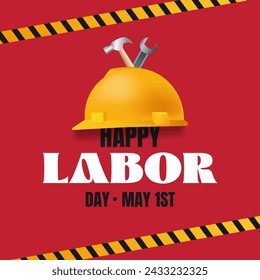 Happy Labor Day May 1st of international workers day with equipments work illustration