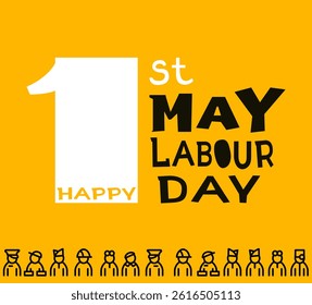 Happy Labor Day. May 1st. Greeting card design. Vector illustration.