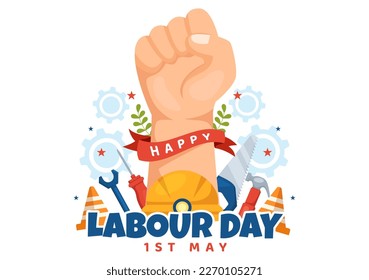 Happy Labor Day on 1 May Illustration with Different Professions and Thank You to All Workers for Your Hard Work in Flat Cartoon Hand Drawn Templates