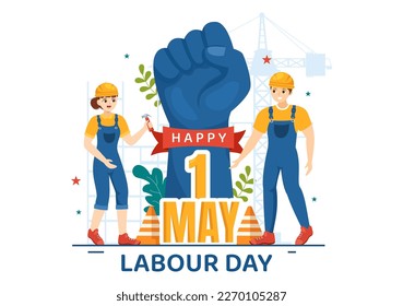 Happy Labor Day on 1 May Illustration with Different Professions and Thank You to All Workers for Your Hard Work in Flat Cartoon Hand Drawn Templates