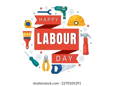 Happy Labor Day on 1 May Illustration with Different Professions and Thank You to All Workers for Your Hard Work in Flat Cartoon Hand Drawn Templates