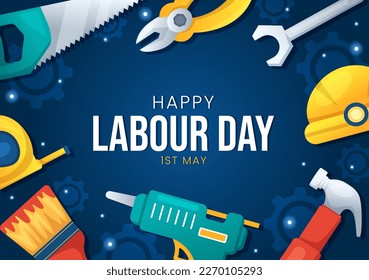 Happy Labor Day on 1 May Illustration with Different Professions and Thank You to All Workers for Your Hard Work in Flat Cartoon Hand Drawn Templates