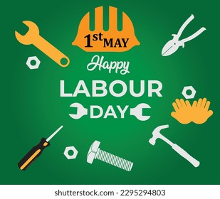Feliz Día Del Trabajo El 1 De Mayo. vista superior de herramientas. diseño de ilustración vectorial.