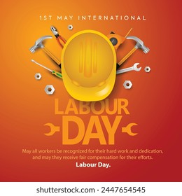 Happy Labor Day On 1 May. tools top view. abstract vector illustration design.	