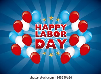 happy labor day over blue background vector illustration