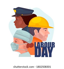 Happy Labor Day. People Different Occupation. Vector Illustration In Cartoon Style. Isolated On A White Background.