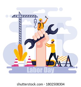 Happy Labor Day. People different occupation. Vector illustration in cartoon style. Isolated on a white background.