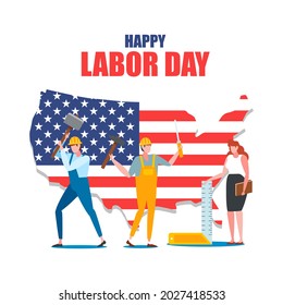 Happy Labor Day. People different occupation. Vector illustration in cartoon style. Isolated on a white background.