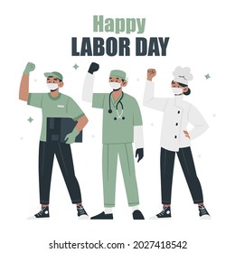 Happy Labor Day. People different occupation. Vector illustration in cartoon style. Isolated on a white background.