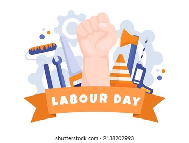 Happy Labor Day from People of Various Professions, Different Background and Thanks to Your Hard Work in Flat Cartoon Illustration for Poster