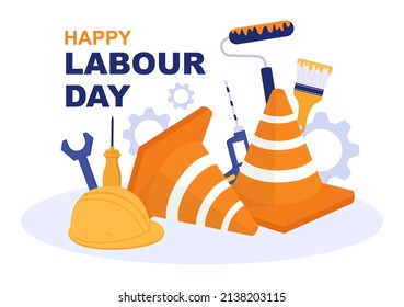 Happy Labor Day From People Of Various Professions, Different Background And Thanks To Your Hard Work In Flat Cartoon Illustration For Poster