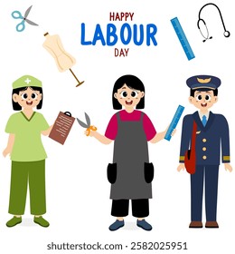 Happy Labor Day from People of Various Professions. A Group of People in different Professions. Celebrate Labour day. Happy international labor day