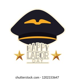 happy labor day with pilot cap icon