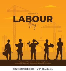 Happy Labor Day Post and Greeting Card. International Worker's Day Celebration. 1st May - Labour Day Vector Illustration