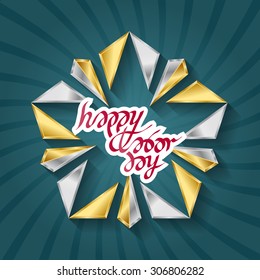 Happy Labor Day poster with gold star and hand-lettering. Vector illustration.