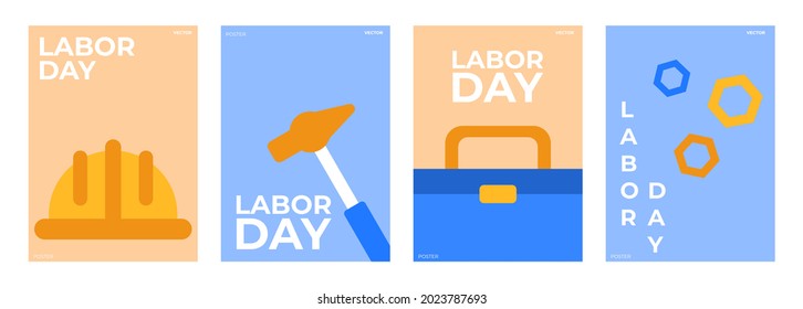 Happy labor day poster set concept. Banner, poster, sale, cover, background. Vector illustration concept. Modern design poster for labor day.