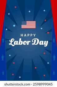 Happy Labor Day. Poster template design with american flag for events, promotions, advertisements