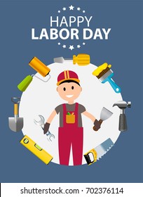 Happy Labor Day Poster Vector Illustration EPS10