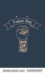 Happy Labor Day power fist vector